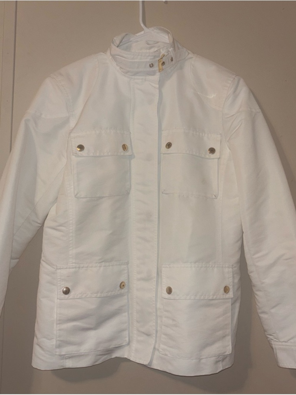 Ralph Lauren White Utility Jacket with Front Flap Pockets